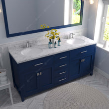 Load image into Gallery viewer, Virtu USA Caroline 72&quot; Double Bath Vanity in French Blue with White Quartz Top and Round Sinks with Matching Mirror- Virtuusa
