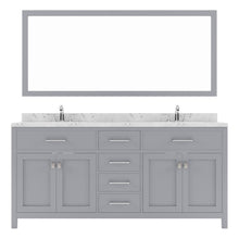 Load image into Gallery viewer, Virtu USA Caroline 72&quot; Double Bath Vanity in Gray with White Quartz Top and Round Sinks with Polished Chrome Faucets with Matching Mirror- Virtuusa