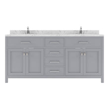 Load image into Gallery viewer, Virtu USA Caroline 72&quot; Double Bath Vanity in Gray with White Quartz Top and Square Sinks- Virtuusa