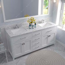 Load image into Gallery viewer, Virtu USA Caroline 72&quot; Double Bath Vanity in White with White Quartz Top and Square Sinks with Matching Mirror- Virtuusa