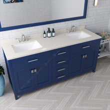 Load image into Gallery viewer, Virtu USA Caroline 72&quot; Double Bath Vanity in French Blue with  Top , Sinks , Faucets and Matching Mirror- Virtuusa