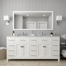 Load image into Gallery viewer, Caroline Parkway 72&quot; Double Sink Italian Carrara White Marble Top Vanity with Faucet and Mirror - Vanity Grace Store - Virtuusa