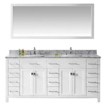 Load image into Gallery viewer, Caroline Parkway 78&quot; Double Sink Italian Carrara White Marble Top Vanity with Mirrors - Vanity Grace Store - Virtuusa