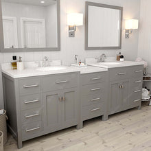 Load image into Gallery viewer, Virtu USA Caroline Parkway 93&quot; Double Sink in Dazzle White Quartz Top Vanity with Faucet and Mirrors- Virtuusa