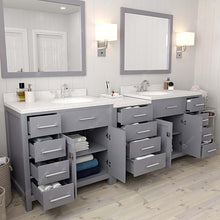 Load image into Gallery viewer, Virtu USA Caroline Parkway 93&quot; Double Sink in Dazzle White Quartz Top Vanity with Faucet and Mirrors- Virtuusa