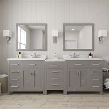 Load image into Gallery viewer, Virtu USA Caroline Parkway 93&quot; Double Sink in Dazzle White Quartz Top Vanity with Faucet and Mirrors- Virtuusa