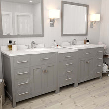 Load image into Gallery viewer, Virtu USA Caroline Parkway 93&quot; Double Sink in Dazzle White Quartz Top Vanity with Faucet and Mirrors- Virtuusa