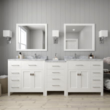 Load image into Gallery viewer, Virtu USA Caroline Parkway 93&quot; Double Sink in Italian Carrara White Marble Top Vanity with Faucet and Mirrors- Virtuusa