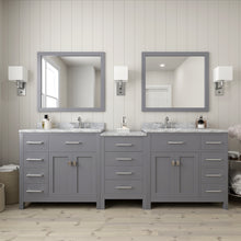 Load image into Gallery viewer, Virtu USA Caroline Parkway 93&quot; Double Sink in Italian Carrara White Marble Top Vanity with Faucet and Mirrors- Virtuusa