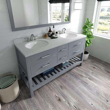 Load image into Gallery viewer, Caroline Estate 60&quot; Double Sink Dazzle White Quartz Top Vanity with Mirrors - Vanity Grace Store - Virtuusa