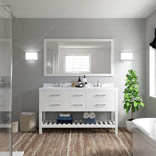 Load image into Gallery viewer, Caroline Estate 60&quot; Double Sink Dazzle White Quartz Top Vanity with Mirrors - Vanity Grace Store - Virtuusa