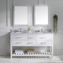 Load image into Gallery viewer, Caroline Estate 60&quot; Double Sink Dazzle White Quartz Top Vanity with Faucet and Mirrors - Vanity Grace Store - Virtuusa