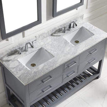 Load image into Gallery viewer, Caroline Estate 60&quot; Double Sink Dazzle White Quartz Top Vanity with Faucet and Mirrors - Vanity Grace Store - Virtuusa