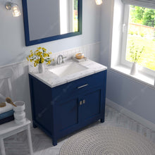 Load image into Gallery viewer, Virtu USA Caroline 36&quot; Single Bath Vanity in French Blue with White Quartz Top and Square Sink with Brushed Nickel Faucet with Matching Mirror- Virtuusa