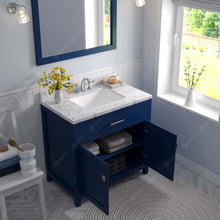 Load image into Gallery viewer, Virtu USA Caroline 36&quot; Single Bath Vanity in French Blue with White Quartz Top and Square Sink with Matching Mirror- Virtuusa