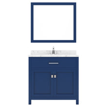 Load image into Gallery viewer, Virtu USA Caroline 36&quot; Single Bath Vanity in French Blue with White Quartz Top and Square Sink with Polished Chrome Faucet with Matching Mirror- Virtuusa