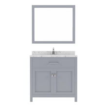 Load image into Gallery viewer, Virtu USA Caroline 36" Single Bath Vanity in Gray with White Quartz Top and Square Sink with Matching Mirror- Virtuusa