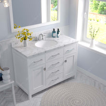 Load image into Gallery viewer, Virtu USA Caroline 48&quot; Single Bath Vanity in White with White Quartz Top and Round Sink with Brushed Nickel Faucet with Matching Mirror- Virtuusa