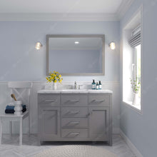 Load image into Gallery viewer, Virtu USA Caroline 48&quot; Single Bath Vanity in Cashmere Gray with White Quartz Top and Square Sink with Polished Chrome Faucet with Matching Mirror- Virtuusa