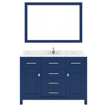Load image into Gallery viewer, Virtu USA Caroline 48&quot; Single Bath Vanity in French Blue with White Quartz Top and Square Sink with Matching Mirror- Virtuusa