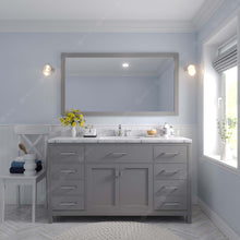 Load image into Gallery viewer, Virtu USA Caroline 60&quot; Single Bath Vanity in Cashmere Gray with White Quartz Top and Round Sink with Polished Chrome Faucet with Matching Mirror- Virtuusa