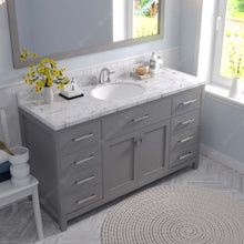 Load image into Gallery viewer, Virtu USA Caroline 60&quot; Single Bath Vanity in Cashmere Gray with White Quartz Top and Round Sink with Matching Mirror- Virtuusa