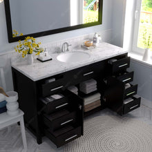 Load image into Gallery viewer, Virtu USA Caroline 60&quot; Single Bath Vanity in Espresso with White Quartz Top and Round Sink with Matching Mirror- Virtuusa