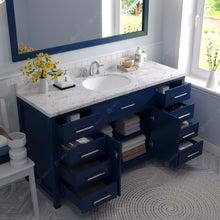 Load image into Gallery viewer, Virtu USA Caroline 60&quot; Single Bath Vanity in French Blue with White Quartz Top and Round Sink with Matching Mirror- Virtuusa