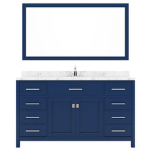 Load image into Gallery viewer, Virtu USA Caroline 60&quot; Single Bath Vanity in French Blue with White Quartz Top and Round Sink with Brushed Nickel Faucet with Matching Mirror- Virtuusa