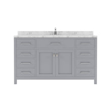 Load image into Gallery viewer, Virtu USA Caroline 60&quot; Single Bath Vanity in Gray with White Quartz Top and Round Sink- Virtuusa