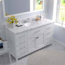 Load image into Gallery viewer, Virtu USA Caroline 60&quot; Single Bath Vanity in White with White Quartz Top and Round Sink with Matching Mirror- Virtuusa