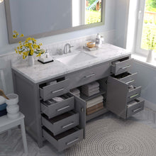 Load image into Gallery viewer, Virtu USA Caroline 60&quot; Single Bath Vanity in Cashmere Gray with White Quartz Top and Square Sink with Brushed Nickel Faucet with Matching Mirror- Virtuusa