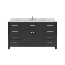 Load image into Gallery viewer, Virtu USA Caroline 60&quot; Single Bath Vanity in Espresso with White Quartz Top and Square Sink- Virtuusa