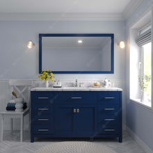 Load image into Gallery viewer, Virtu USA Caroline 60&quot; Single Bath Vanity in French Blue with White Quartz Top and Square Sink with Brushed Nickel Faucet with Matching Mirror- Virtuusa