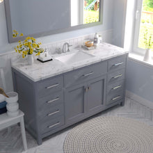 Load image into Gallery viewer, Virtu USA Caroline 60&quot; Single Bath Vanity in Gray with White Quartz Top and Square Sink- Virtuusa