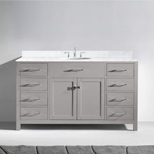 Load image into Gallery viewer, Caroline 60&quot; Single Sink Italian Carrara White Marble Top Vanity with Faucet - Vanity Grace Store - Virtuusa