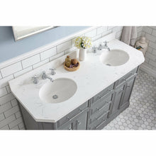 Load image into Gallery viewer, Water Creation 60&quot; Palace Collection Quartz Carrara Cashmere Grey Bathroom Vanity Set With Hardware And F2-0009 Faucets in Chrome Finish- Water Creation