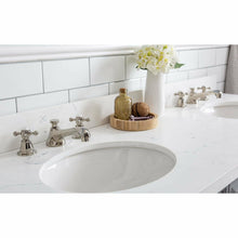 Load image into Gallery viewer, Water Creation 60&quot; Palace Collection Quartz Carrara Cashmere Grey Bathroom Vanity Set With Hardware And F2-0009 Faucets, Mirror in Polished Nickel (PVD) Finish- Water Creation