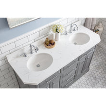 Load image into Gallery viewer, Water Creation 60&quot; Palace Collection Quartz Carrara Cashmere Grey Bathroom Vanity Set With Hardware And F2-0012 Faucets, Mirror in Chrome Finish- Water Creation