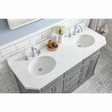 Load image into Gallery viewer, Water Creation 60&quot; Palace Collection Quartz Carrara Cashmere Grey Bathroom Vanity Set With Hardware And F2-0012 Faucets in Chrome Finish- Water Creation