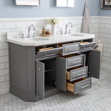 Load image into Gallery viewer, Water Creation 60&quot; Palace Collection Quartz Carrara Cashmere Grey Bathroom Vanity Set With Hardware And F2-0012 Faucets in Chrome Finish- Water Creation