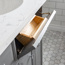 Load image into Gallery viewer, Water Creation 60&quot; Palace Collection Quartz Carrara Cashmere Grey Bathroom Vanity Set With Hardware And F2-0012 Faucets, Mirror in Chrome Finish- Water Creation