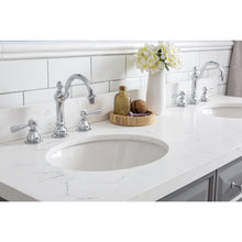 Load image into Gallery viewer, Water Creation 60&quot; Palace Collection Quartz Carrara Cashmere Grey Bathroom Vanity Set With Hardware And F2-0012 Faucets, Mirror in Chrome Finish- Water Creation