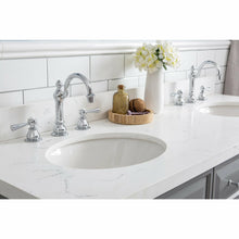 Load image into Gallery viewer, Water Creation 60&quot; Palace Collection Quartz Carrara Cashmere Grey Bathroom Vanity Set With Hardware And F2-0012 Faucets in Chrome Finish- Water Creation