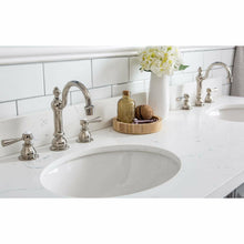 Load image into Gallery viewer, Water Creation 60&quot; Palace Collection Quartz Carrara Cashmere Grey Bathroom Vanity Set With Hardware And F2-0012 Faucets, Mirror in Polished Nickel (PVD) Finish- Water Creation