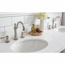 Load image into Gallery viewer, Water Creation 60&quot; Palace Collection Quartz Carrara Cashmere Grey Bathroom Vanity Set With Hardware And F2-0012 Faucets in Polished Nickel (PVD) Finish- Water Creation