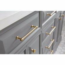 Load image into Gallery viewer, Water Creation 60&quot; Palace Collection Quartz Carrara Cashmere Grey Bathroom Vanity Set With Hardware And F2-0012 Faucets in Satin Gold Finish And Only Mirrors in Chrome Finish- Water Creation
