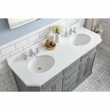 Load image into Gallery viewer, Water Creation 60&quot; Palace Collection Quartz Carrara Cashmere Grey Bathroom Vanity Set With Hardware And F2-0013 Faucets in Chrome Finish- Water Creation
