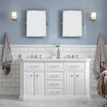 Load image into Gallery viewer, Water Creation 60&quot; Palace Collection Quartz Carrara Pure White Bathroom Vanity Set With Hardware in Chrome Finish- Water Creation