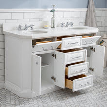 Load image into Gallery viewer, Water Creation 60&quot; Palace Collection Quartz Carrara Pure White Bathroom Vanity Set With Hardware in Chrome Finish- Water Creation